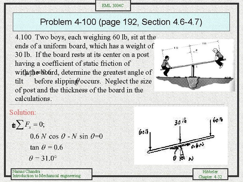 EML 3004 C Problem 4 -100 (page 192, Section 4. 6 -4. 7) 4.