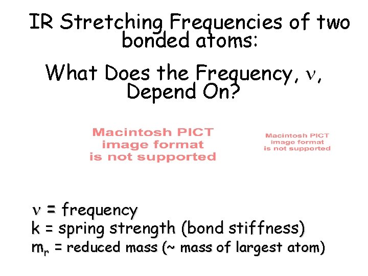 IR Stretching Frequencies of two bonded atoms: What Does the Frequency, , Depend On?