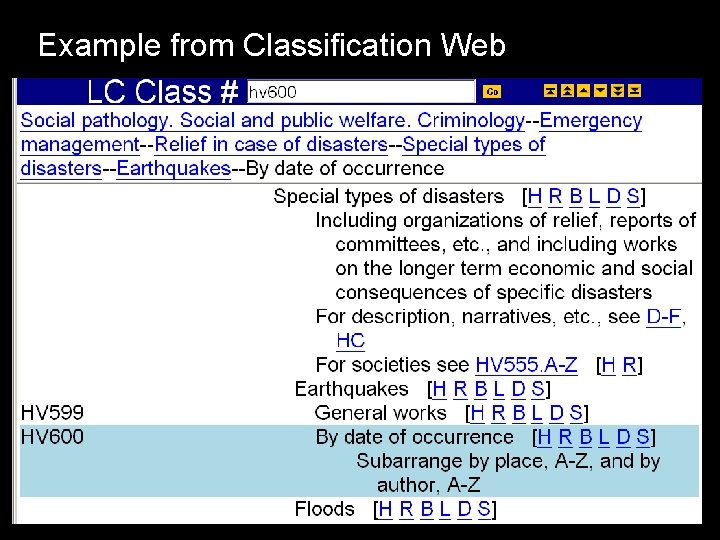Example from Classification Web 