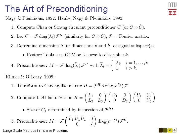 The Art of Preconditioning Large-Scale Methods in Inverse Problems 16 