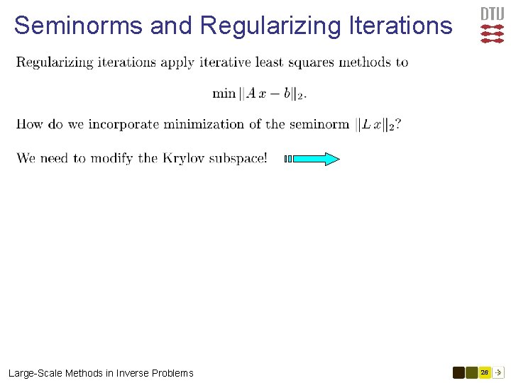 Seminorms and Regularizing Iterations Large-Scale Methods in Inverse Problems 26 