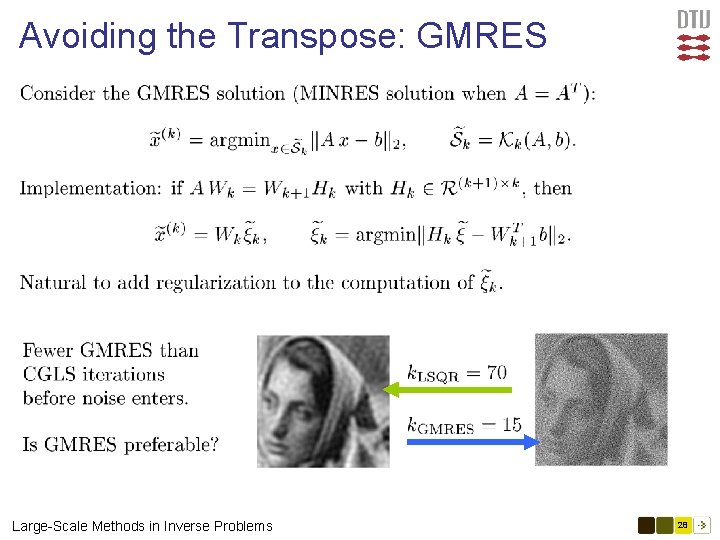 Avoiding the Transpose: GMRES Large-Scale Methods in Inverse Problems 28 