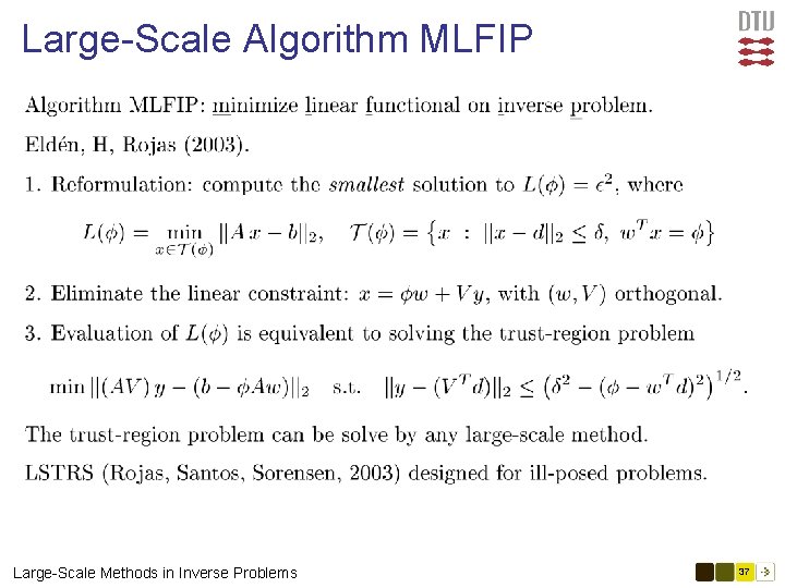 Large-Scale Algorithm MLFIP Large-Scale Methods in Inverse Problems 37 
