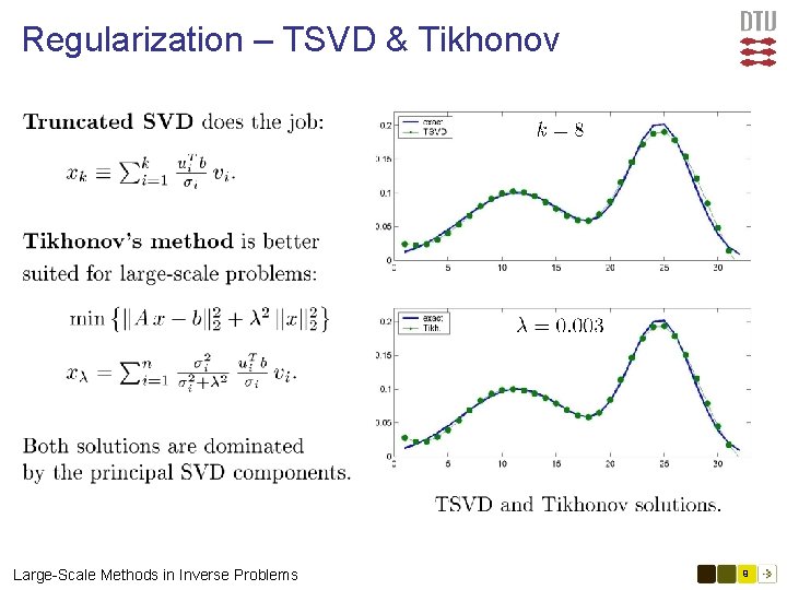 Regularization – TSVD & Tikhonov Large-Scale Methods in Inverse Problems 9 