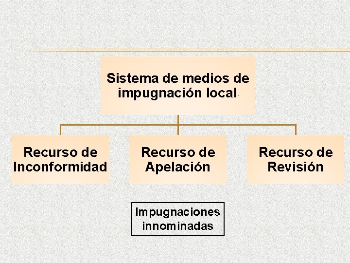 Sistema de medios de impugnación local : Recurso de Inconformidad Recurso de Apelación Impugnaciones