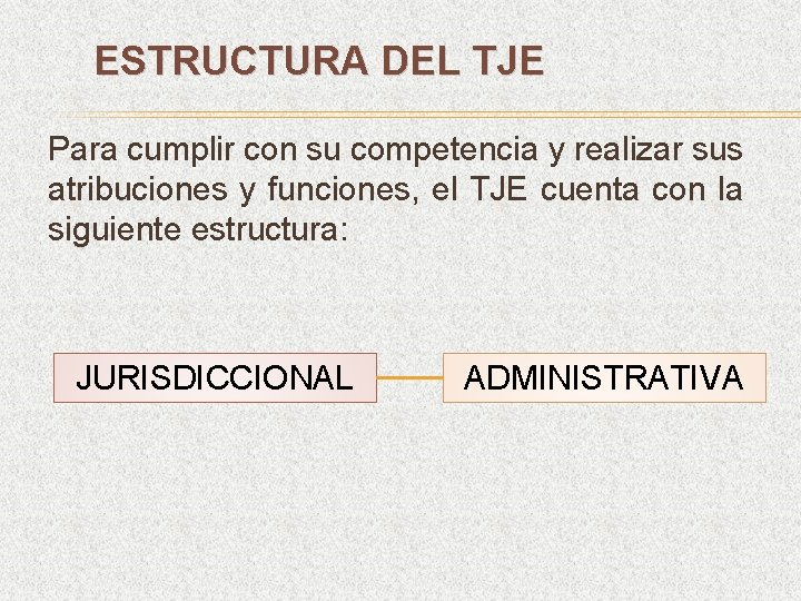 ESTRUCTURA DEL TJE Para cumplir con su competencia y realizar sus atribuciones y funciones,