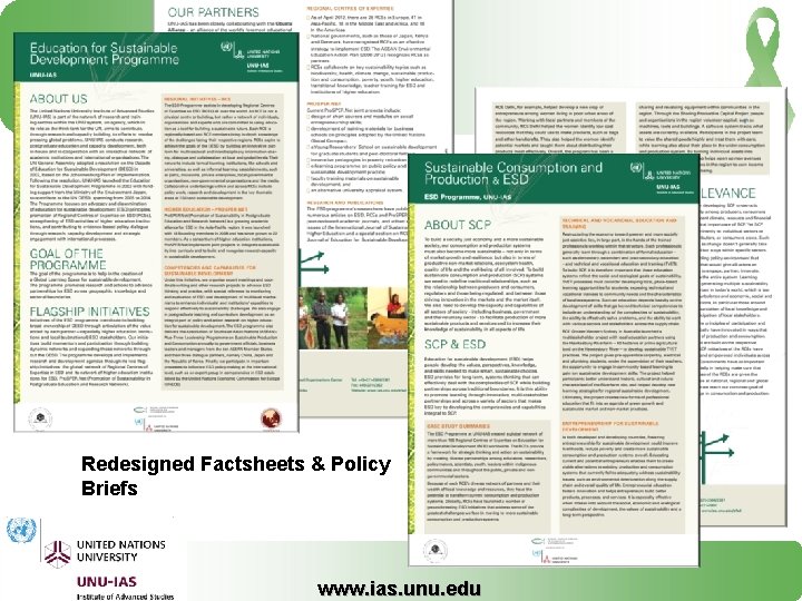 Redesigned Factsheets & Policy Briefs www. ias. unu. edu 