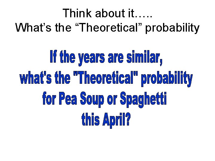 Think about it…. . What’s the “Theoretical” probability 