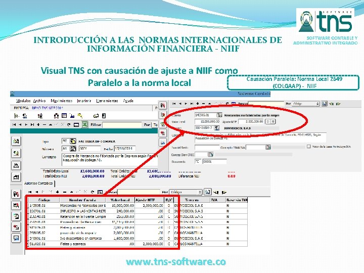 INTRODUCCIÓN A LAS NORMAS INTERNACIONALES DE INFORMACIÓN FINANCIERA - NIIF Visual TNS con causación