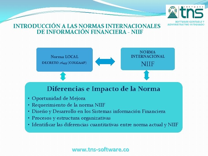 INTRODUCCIÓN A LAS NORMAS INTERNACIONALES DE INFORMACIÓN FINANCIERA - NIIF Norma LOCAL DECRETO 2649