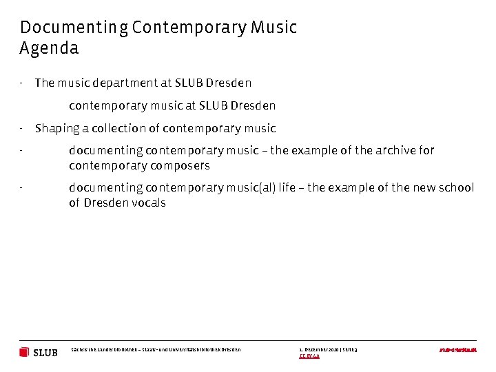 Documenting Contemporary Music Agenda - The music department at SLUB Dresden contemporary music at