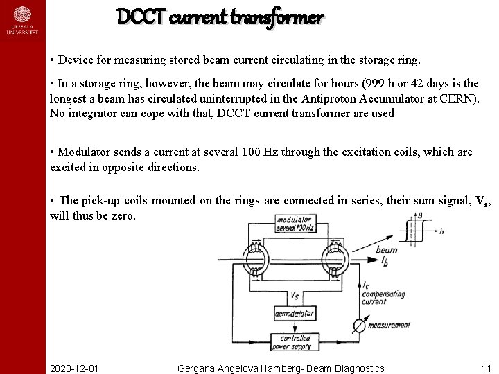 DCCT current transformer • Device for measuring stored beam current circulating in the storage