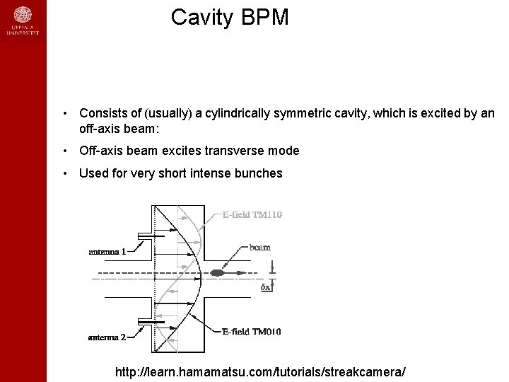 Cavity BPM • Consists of (usually) a cylindrically symmetric cavity, which is excited by