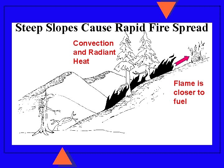 Steep Slopes Cause Rapid Fire Spread Convection and Radiant Heat Flame is closer to