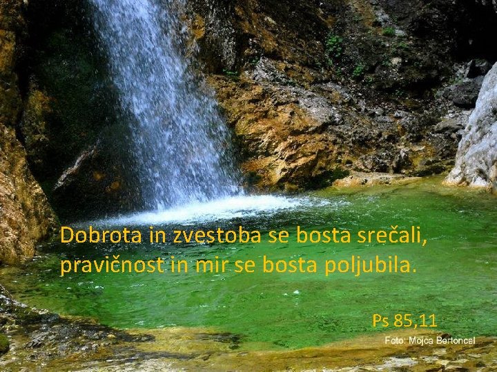 Dobrota in zvestoba se bosta srečali, pravičnost in mir se bosta poljubila. Ps 85,