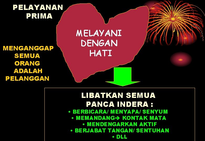 PELAYANAN PRIMA MENGANGGAP SEMUA ORANG ADALAH PELANGGAN MELAYANI DENGAN HATI LIBATKAN SEMUA PANCA INDERA