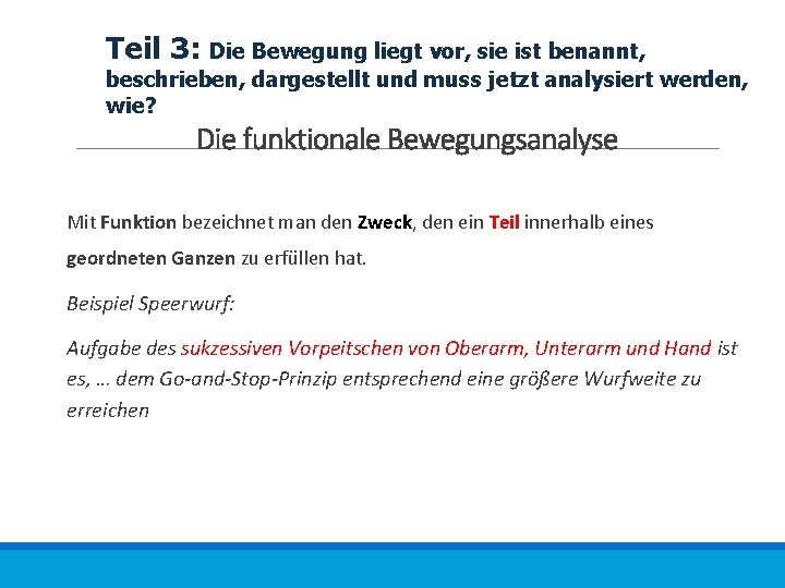 Teil 3: Die Bewegung liegt vor, sie ist benannt, beschrieben, dargestellt und muss jetzt