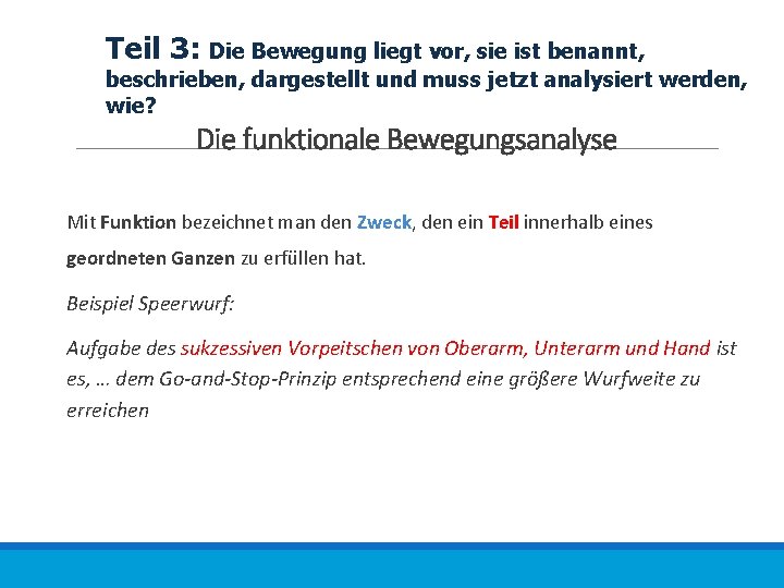 Teil 3: Die Bewegung liegt vor, sie ist benannt, beschrieben, dargestellt und muss jetzt