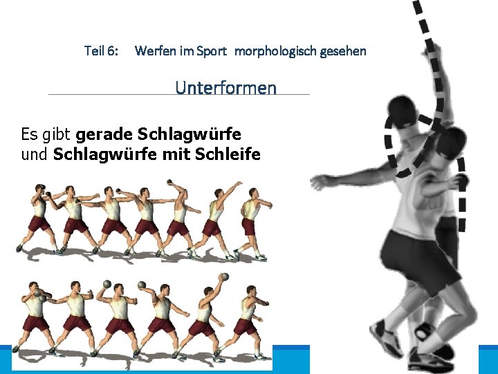 Teil 6: Werfen im Sport morphologisch gesehen Unterformen Es gibt gerade Schlagwürfe und Schlagwürfe