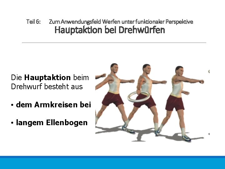 Teil 6: Zum Anwendungsfeld Werfen unter funktionaler Perspektive Hauptaktion bei Drehwürfen Die Hauptaktion beim