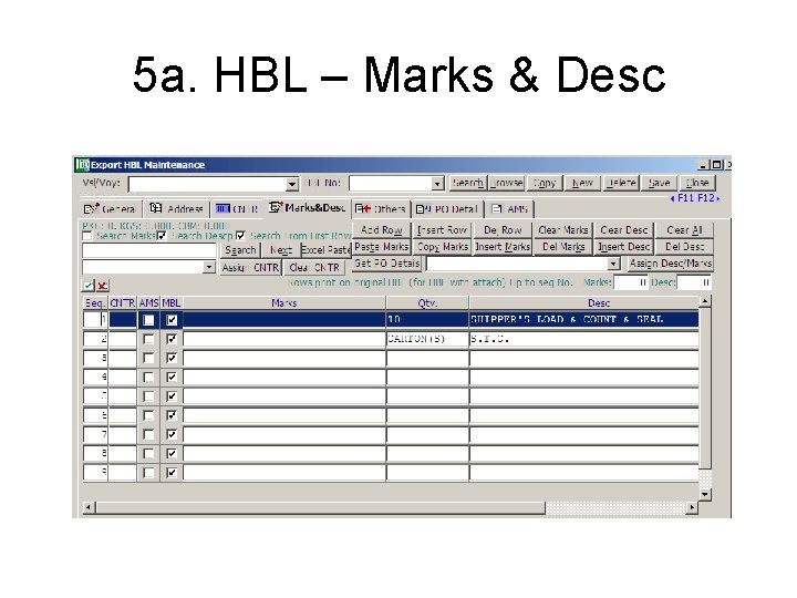 5 a. HBL – Marks & Desc 