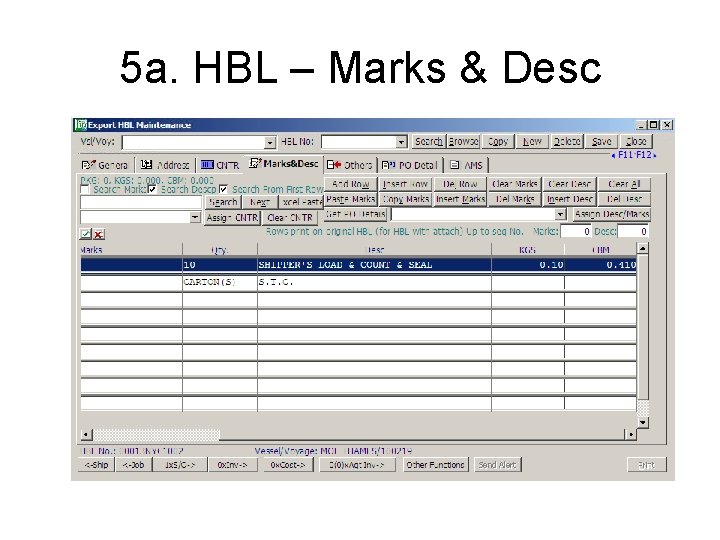 5 a. HBL – Marks & Desc 