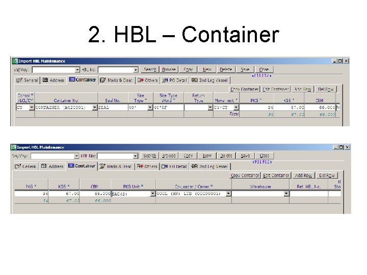 2. HBL – Container 