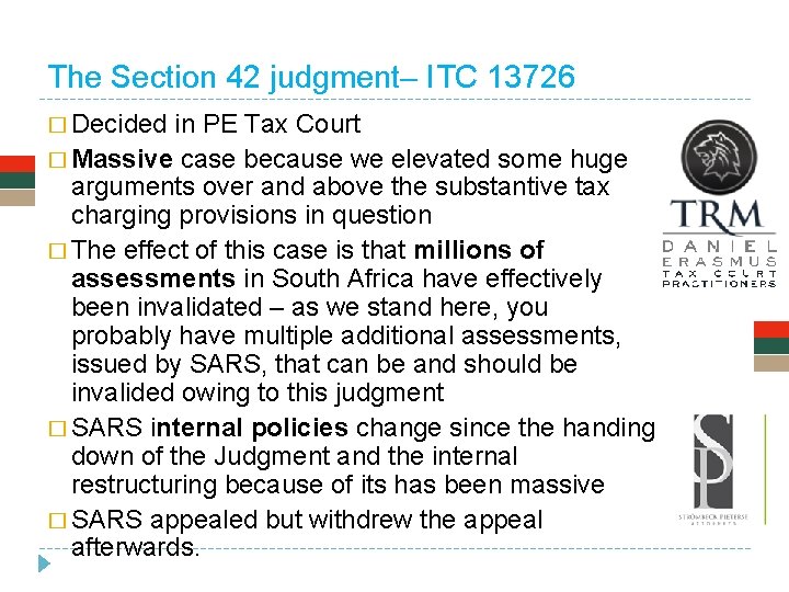 The Section 42 judgment– ITC 13726 � Decided in PE Tax Court � Massive