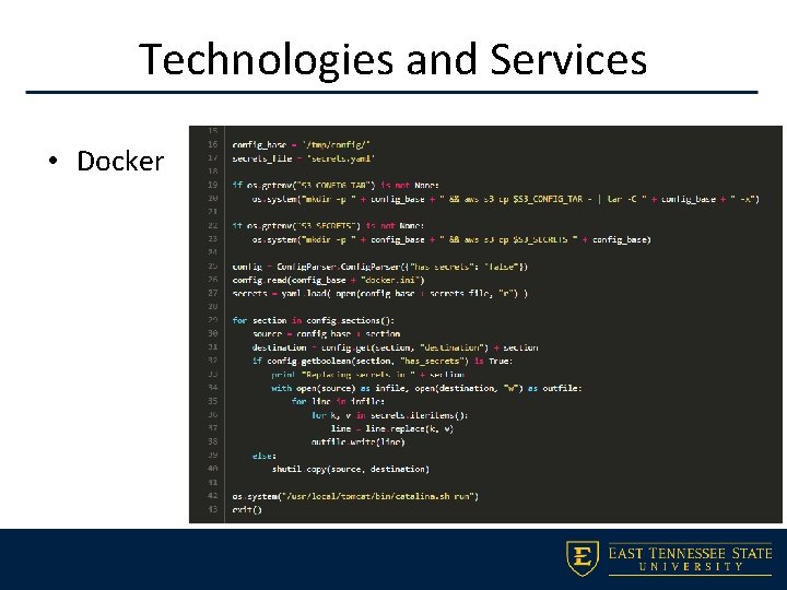 Technologies and Services • Docker 