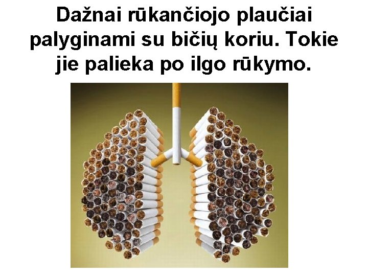 Dažnai rūkančiojo plaučiai palyginami su bičių koriu. Tokie jie palieka po ilgo rūkymo. 