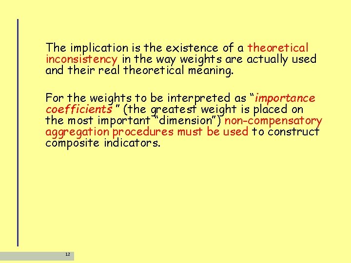 The implication is the existence of a theoretical inconsistency in the way weights are