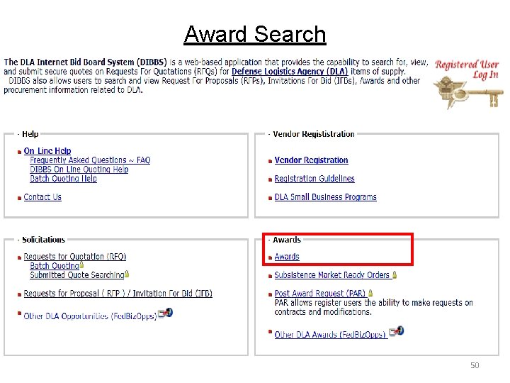 Award Search 50 