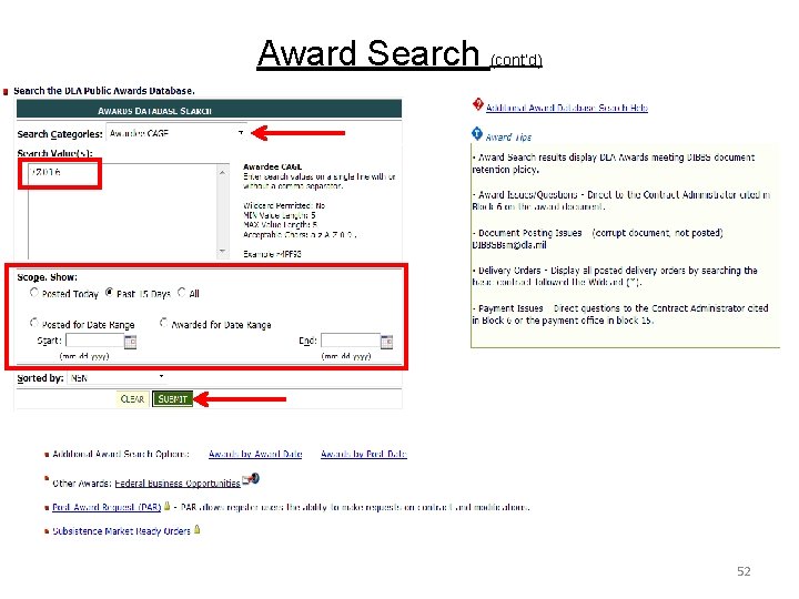 Award Search (cont’d) 52 