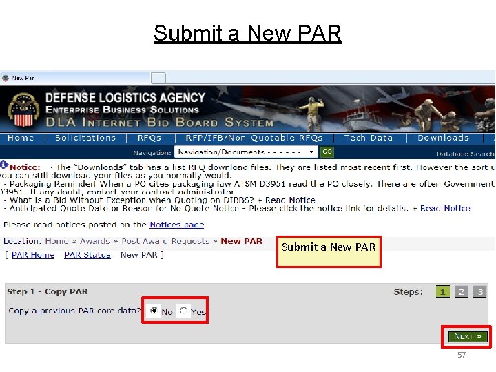 Submit a New PAR 57 