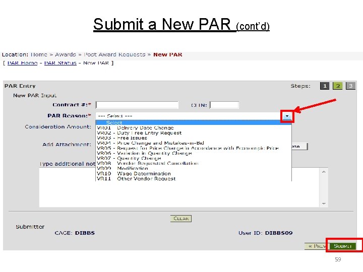 Submit a New PAR (cont’d) 59 