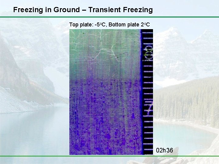 Freezing in Ground – Transient Freezing Top plate: -5 o. C, Bottom plate 2