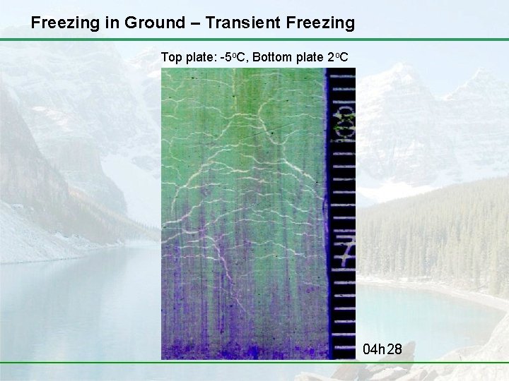 Freezing in Ground – Transient Freezing Top plate: -5 o. C, Bottom plate 2