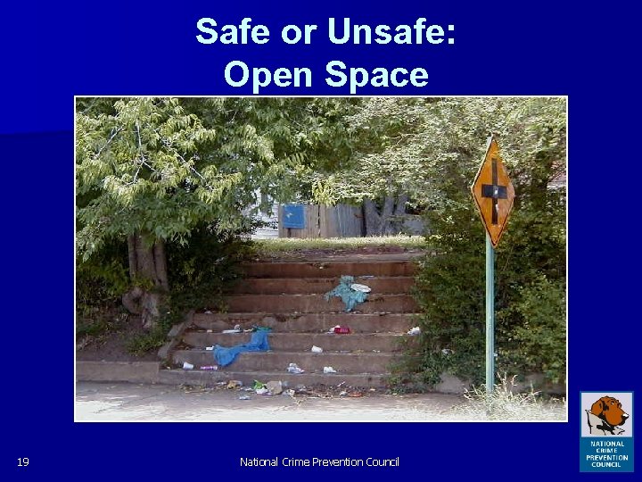 Safe or Unsafe: Open Space 19 National Crime Prevention Council 