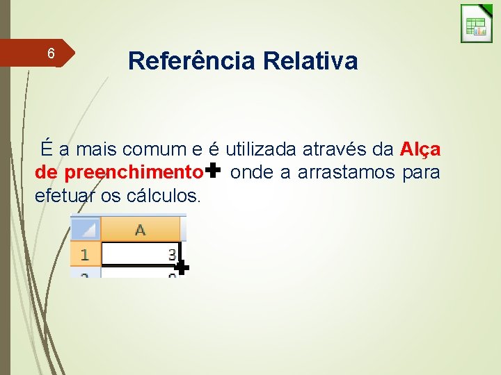 6 Referência Relativa É a mais comum e é utilizada através da Alça de