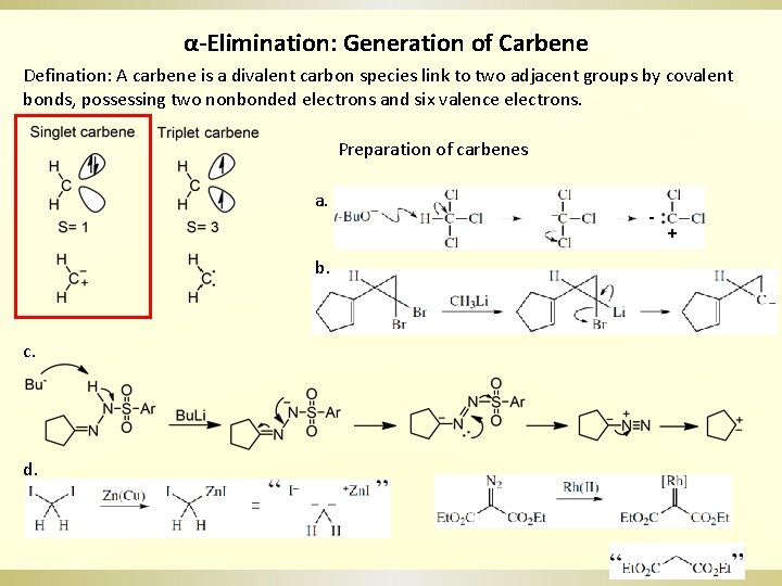 α-Elimination: Generation of Carbene Defination: A carbene is a divalent carbon species link to
