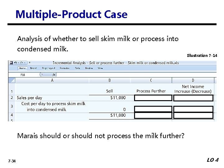 Multiple-Product Case Analysis of whether to sell skim milk or process into condensed milk.