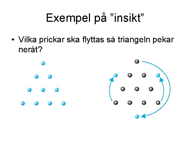 Exempel på ”insikt” • Vilka prickar ska flyttas så triangeln pekar neråt? 