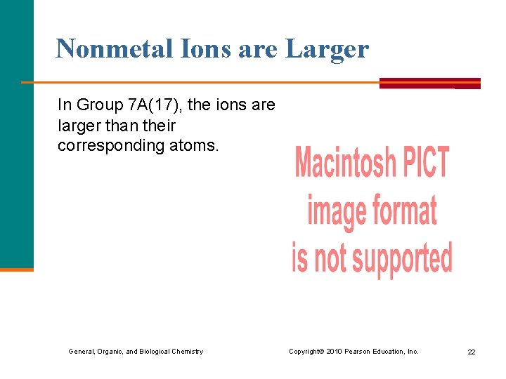 Nonmetal Ions are Larger In Group 7 A(17), the ions are larger than their