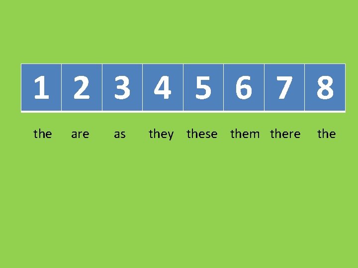1 2 3 4 5 6 7 8 the are as they these them 1 2 3 4 5 6 7 8 the are as they these them