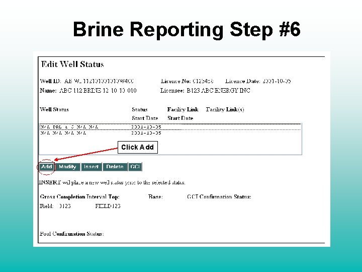 Brine Reporting Step #6 Click Add 