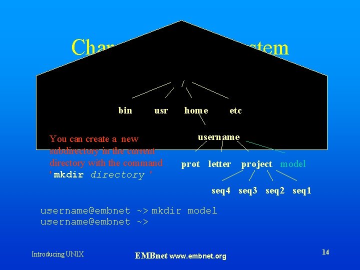 Changing the file system / bin usr You can create a new subdirectory in