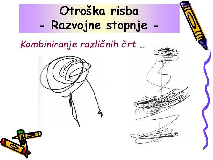 Otroška risba Otroškastopnje risba - Razvojne Kombiniranje različnih črt … 