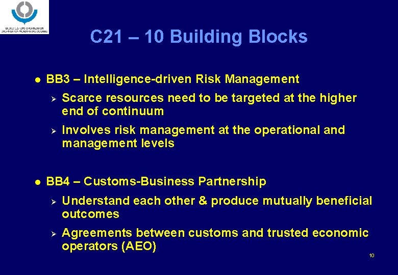 C 21 – 10 Building Blocks l BB 3 – Intelligence-driven Risk Management Ø