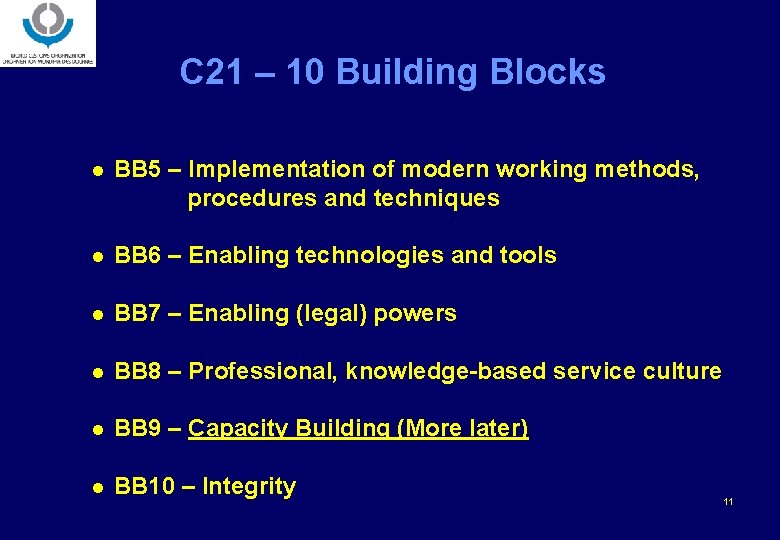 C 21 – 10 Building Blocks l BB 5 – Implementation of modern working