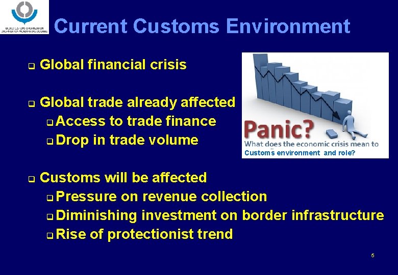 Current Customs Environment q q Global financial crisis Global trade already affected q Access